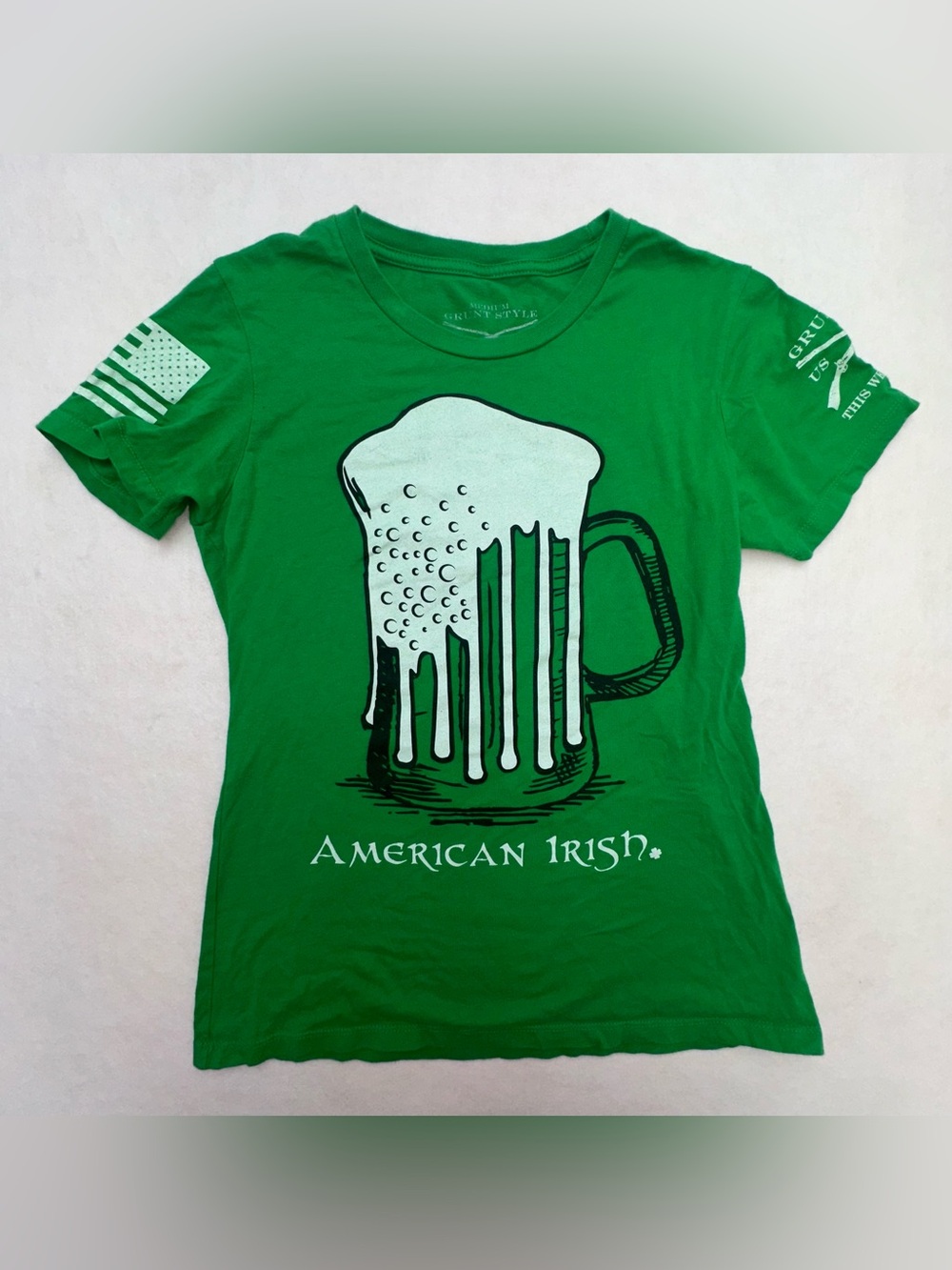 Grunt Style American Irish Tee Green St. Patrick's Day St. Patty Womens Medium